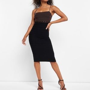 Express Body Contour Braided Color Block Midi Dress